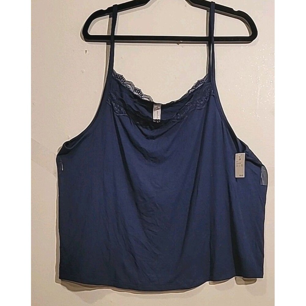 Auden Navy Blue Spaghetti Strap Tank With Lace Neckline, NWT, Size 2X